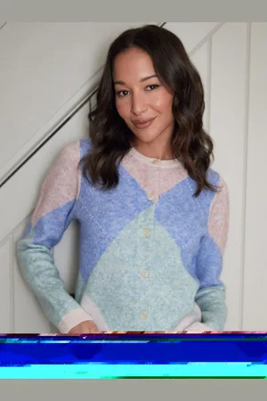 Threadbare Argyle Button Up Knitted Cardigan44