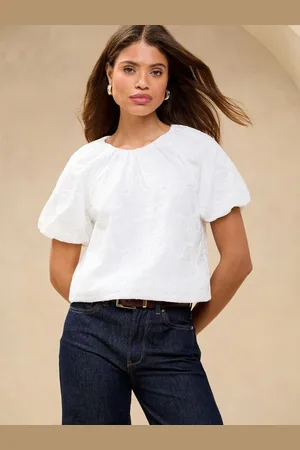 Lipsy London Bubble Hem Puff Sleeve Embroidered T-Shirt40