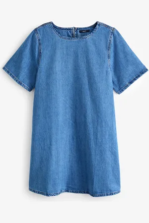 Next 100% Bomuld Kortærmet Denim T-shirt KjoleM Høj