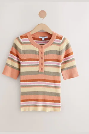 Next Button Up Rund hals Kortærmet Top Med Hør2XL Reg