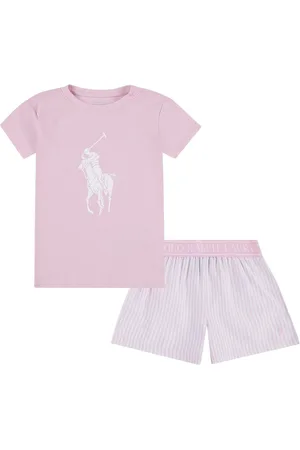 Ralph Lauren Lyserød Pony Logo T-shirt Og Shorts Pyjamas Sæt8 år ( 128 cm)