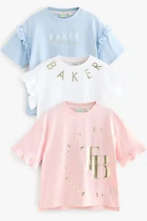 Ted Baker Frill Detail 100% Cotton T-Shirts 3 Pack140146cm