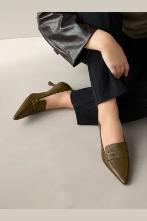 Next Forever Comfort Leather Point Kitten Loafer Heels
