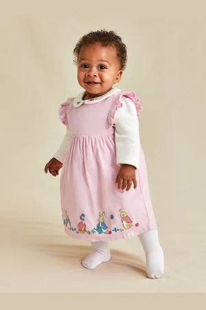 JoJo Maman Bébé Baby Peter Rabbit Embroidered Dress and Body SetOp til 3 måneder (50 - 62cm)