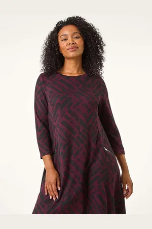 Roman Petite Zip Detail Abstract Dress40