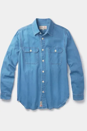 Aubin Blue Foston Denim 100% Cotton Shirtlarge