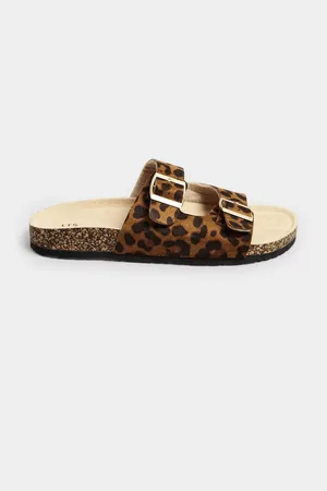 Long Tall Sally Leopard Moulded Footbed Sandals In Standard Fit