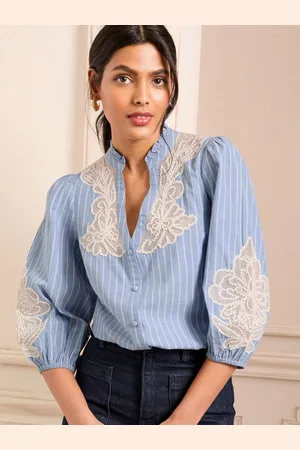 Love & Roses Pie Crust Detail 3/4 Sleeve Blouse48
