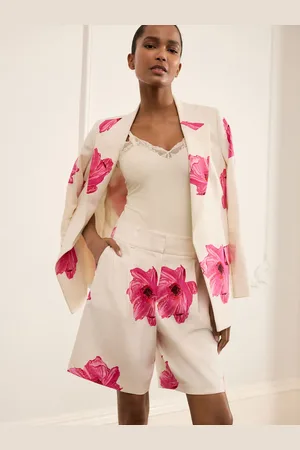 Next Floral Tailored Shorts with Linen