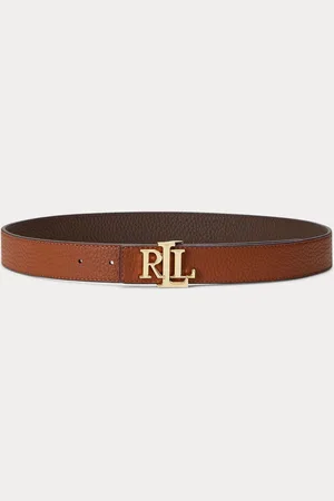 Ralph Lauren Logo Vendbar Pebbled Leather Bælterlarge