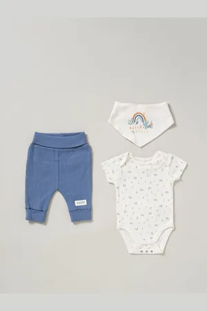 HOMEGROWN Blue 3-Piece Bodysuit Joggers And Reversible Bib Outfit Set6 - 9 måneder (68 - 74cm)