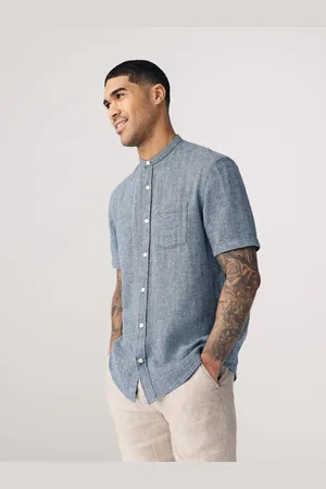 Next Cotton Linen Blend Short Sleeve ShirtL