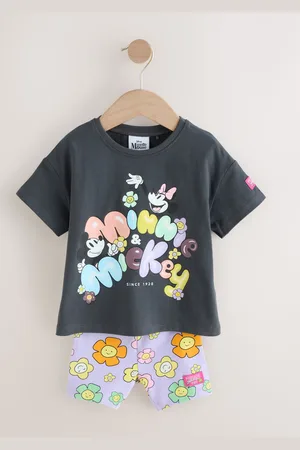 Next Mickey & Minnie Mouse Short Sleeve 100% Cotton T-Shirt and Cycle Shorts Set (3mths-7yrs)12 - 18 måneder (80 - 86cm)