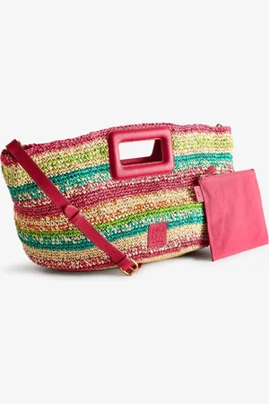 Moda In Pelle Sorrento Striped Raffia Tote BagEn