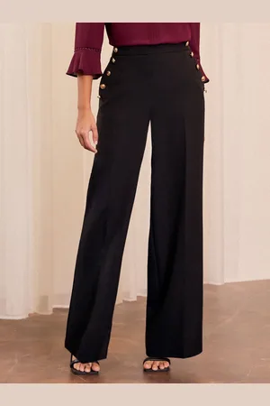 Love & Roses Military Button Wide Leg Tailored Trousers48 R
