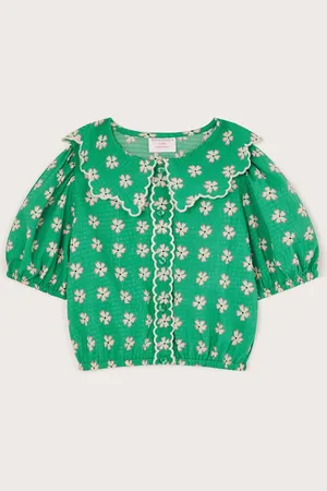 Monsoon Floral Print Puff Sleeve Collared Blouse146152cm