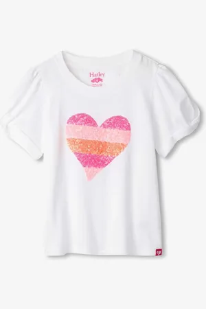 Hatley 100% Cotton Double Hearts Twisted Sleeve White T-Shirt104110cm