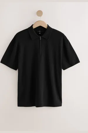 Next Relaxed Fit Premium Kortærmet Knit Quarter Zip Polo-skjorterX-Small