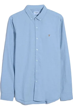 Farah Steen Long Sleeve 100% Organic Cotton Shirt in Hazelnut MarlStor
