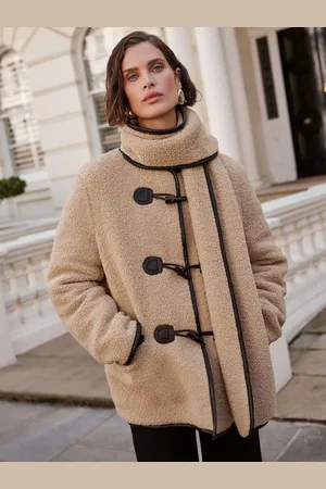 Love & Roses Borg Scarf Short Duffle Coat36