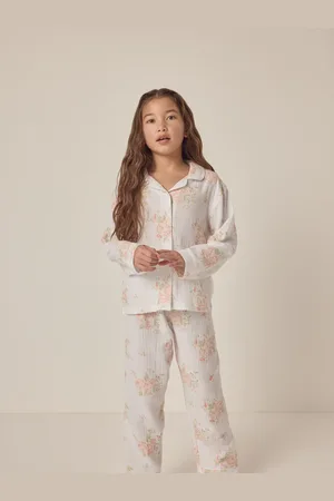 The White Company Pink 100% Organic Cotton Relaxed Double Alice Floral Traditional Pyjamas146152cm