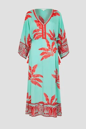 Monsoon Pamela Palm Print Kaftan DressXXL
