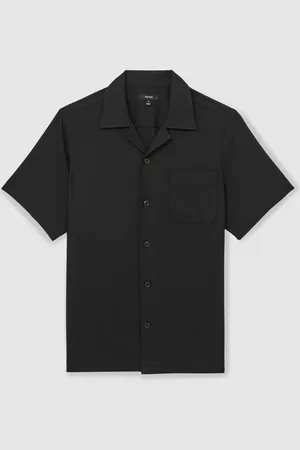 Reiss Nitus Herringbone Twill Cuban Collar Short Sleeve ShirtMiddel