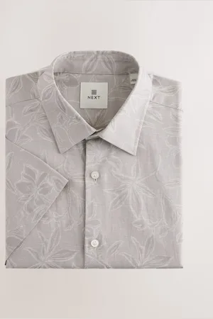 Next Floral Embroided Cotton Linen Blend Short Sleeve Shirtxxxxxlarge