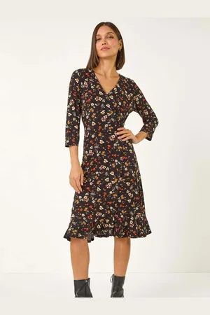 Roman Ditsy Floral Print Frill Short Dress40