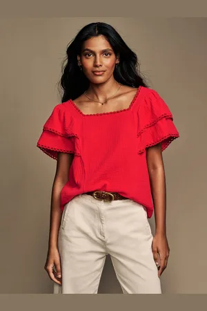 Laura Ashley Ruffle Sleeve 100% Cotton Top with Lace Trims38