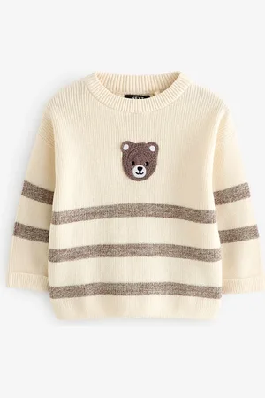 Next Bear Stripe Knitted 100% Cotton Crew Neck Jumper (3mths-7yrs)4 - 5 år (104 - 110cm)