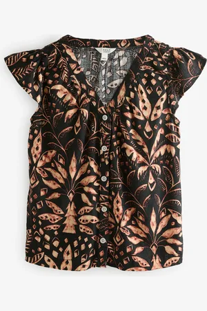 Next Button Down Ruffle Sleeve Top With Linen40