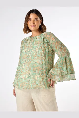Live Unlimited London Multi Paisley Print Frill Blouse52