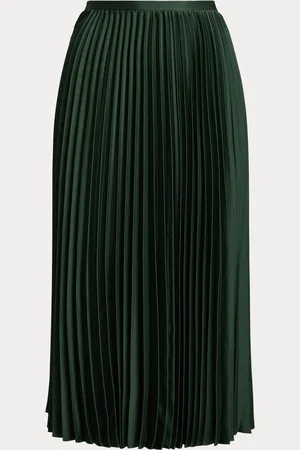 Ralph Lauren Pleated Satin Midi A Line Skirt40