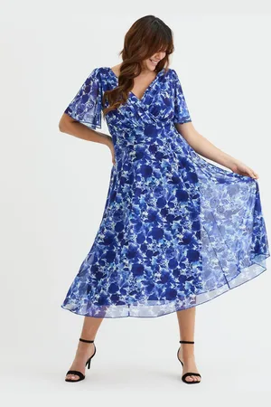 Scarlett & Jo Victoria Angel Sleeve Mesh Midi lang Kjole
