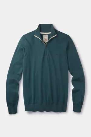 Aubin Grøn Daw Cotton Zip Neck 100% Bomuld TrøjeStor