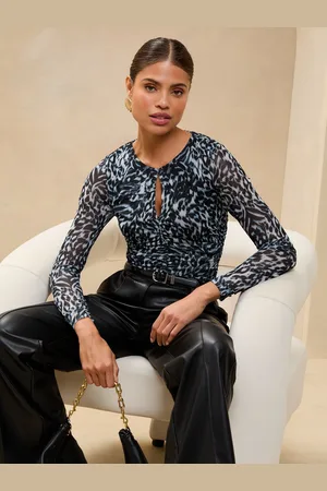 Lipsy London Ruched Mesh Langærmet Top42