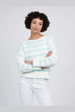 U.S. Polo Assn. U. S. Polo Assn Womens Stripe Open Knit Cable 100% Cotton Jumpermedium