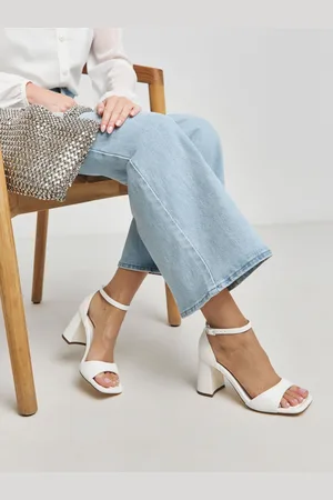 Simply Be Barely There Block Heel Sandals In Wide Fit