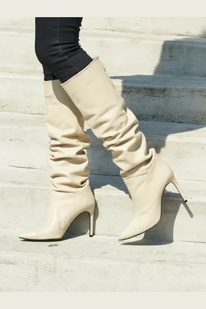 Sosandar Belle Leather Slouch Stiletto Heel Knee High Boots