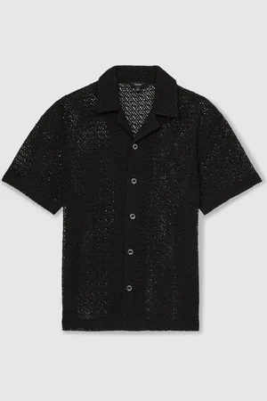 Reiss Sterling Crochet Cuban-Collar ShirtX-Large