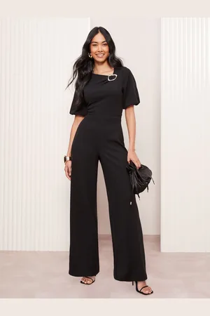 Friends Like These Tailored Abstract Buckle Puff Sleeve Jumpsuit44