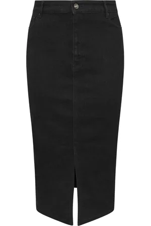 Evans Split Front Denim Black Skirt46