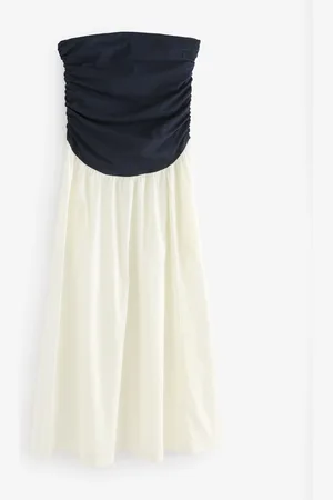Next Bandeau Jersey Woven Mix Midi Kjole46høj