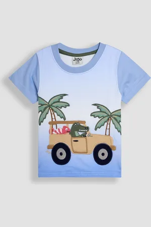 JoJo Maman Bébé Tropical Jeep Appliqué Ombre 100% Cotton T-Shirt8692cm