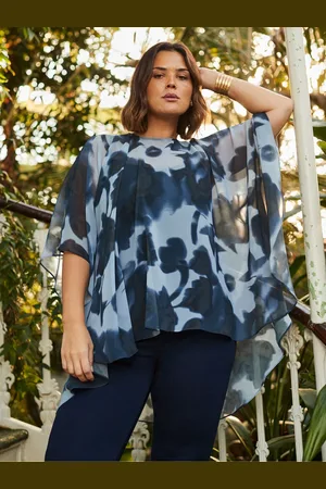 Live Unlimited London Abstract Floral High low Overlay Blouses