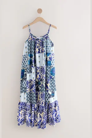 Next 100% Bomuld Strappy Tiered Midi Kjole40
