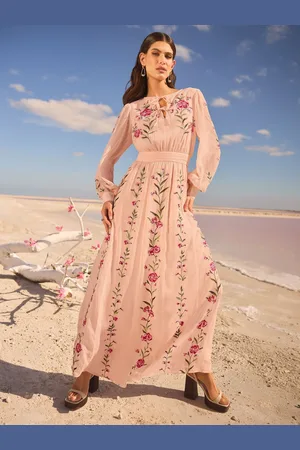 Love & Roses Broderet Slips Detail Langærmet Maxikjole34