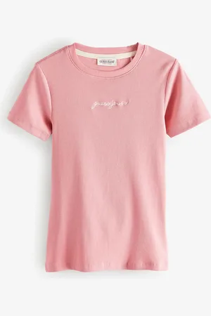 Guess Slim Fit 100% Cotton Ribbed Logo Cropped Baby T-ShirtL