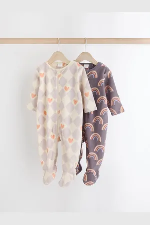 Next Baby Microfleece Zip Sleepsuits 2 PackUp to 1 Month (56cm)